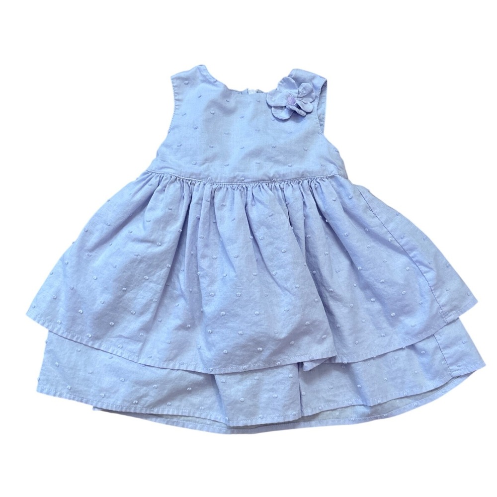 Gymboree Dress Baby Girl Purple Excellent Swiss Dot Floral Applique SIZE 3-6 MOS